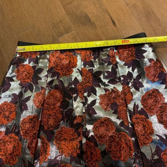 J.crew collection Metallic Floral Jacquard Pleated Sz6 Skirt - Picture 8 of 10